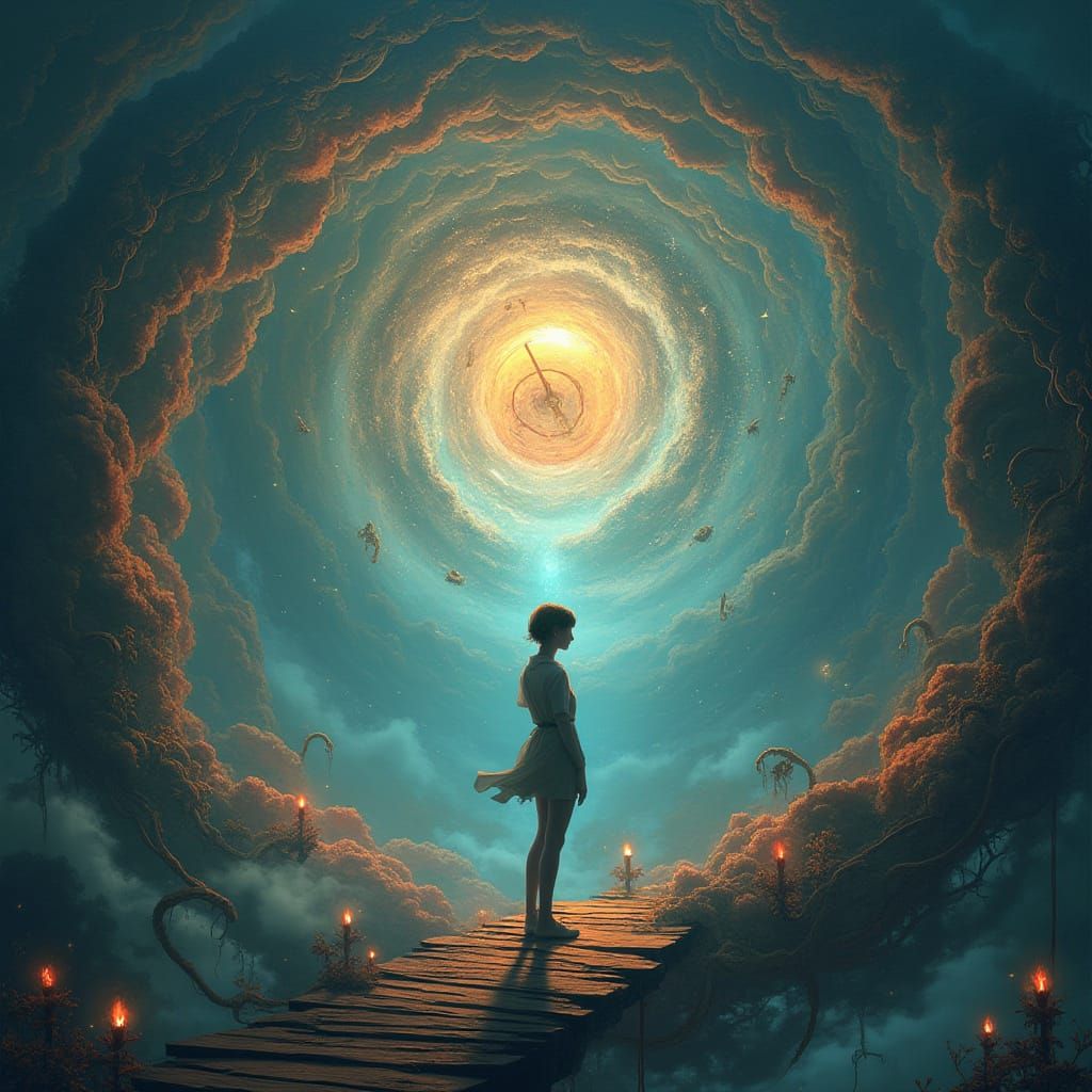 Ethereal Moment of Timeless Contemplation in Sci-Fi Dreamsca...