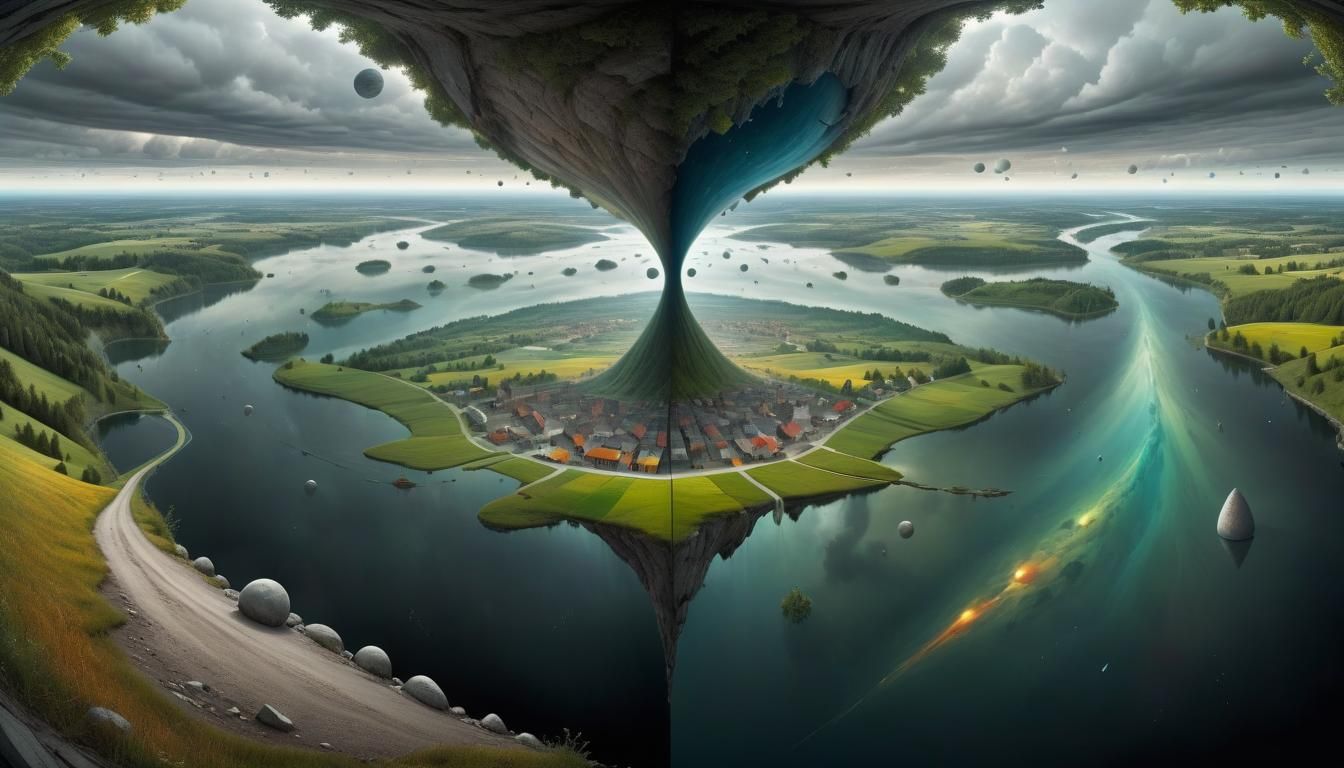 Mysterious 3D Space Illusion with Vibrant Colors