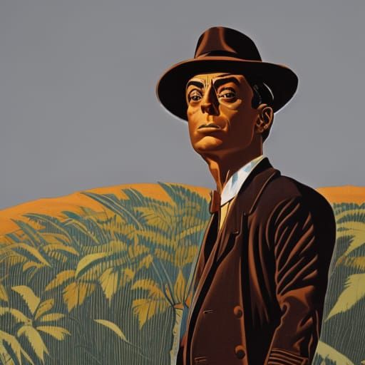 Buster Keaton: Enchyperrealistic Comic Art in Retrofuturism