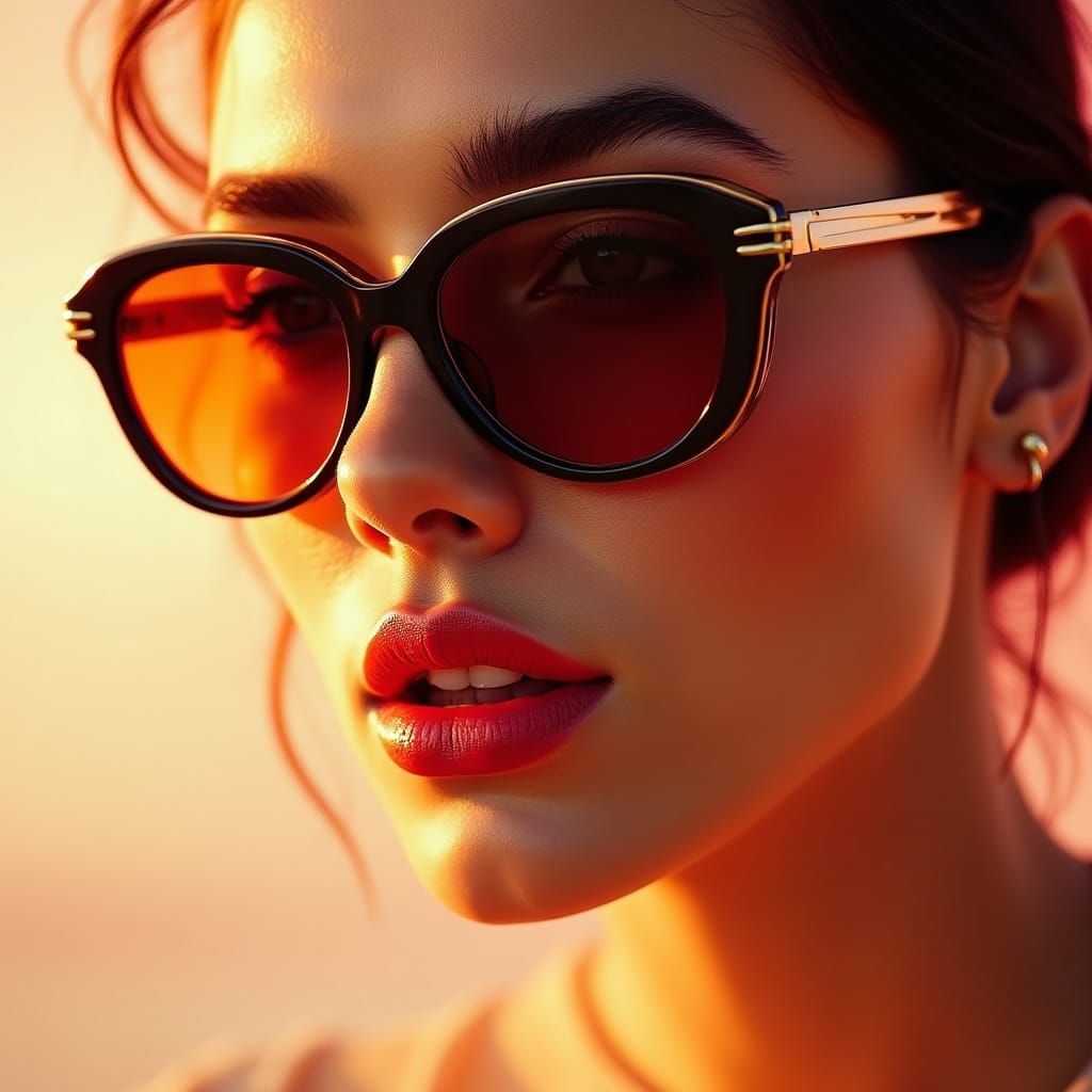 Elegant Luxury Sunglasses Ad in Vibrant Sunset Tones