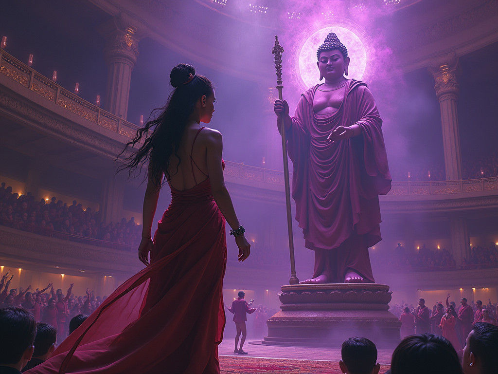 Warrior Woman Confronts Maitreya Buddha on Carnegie Hall Sta...