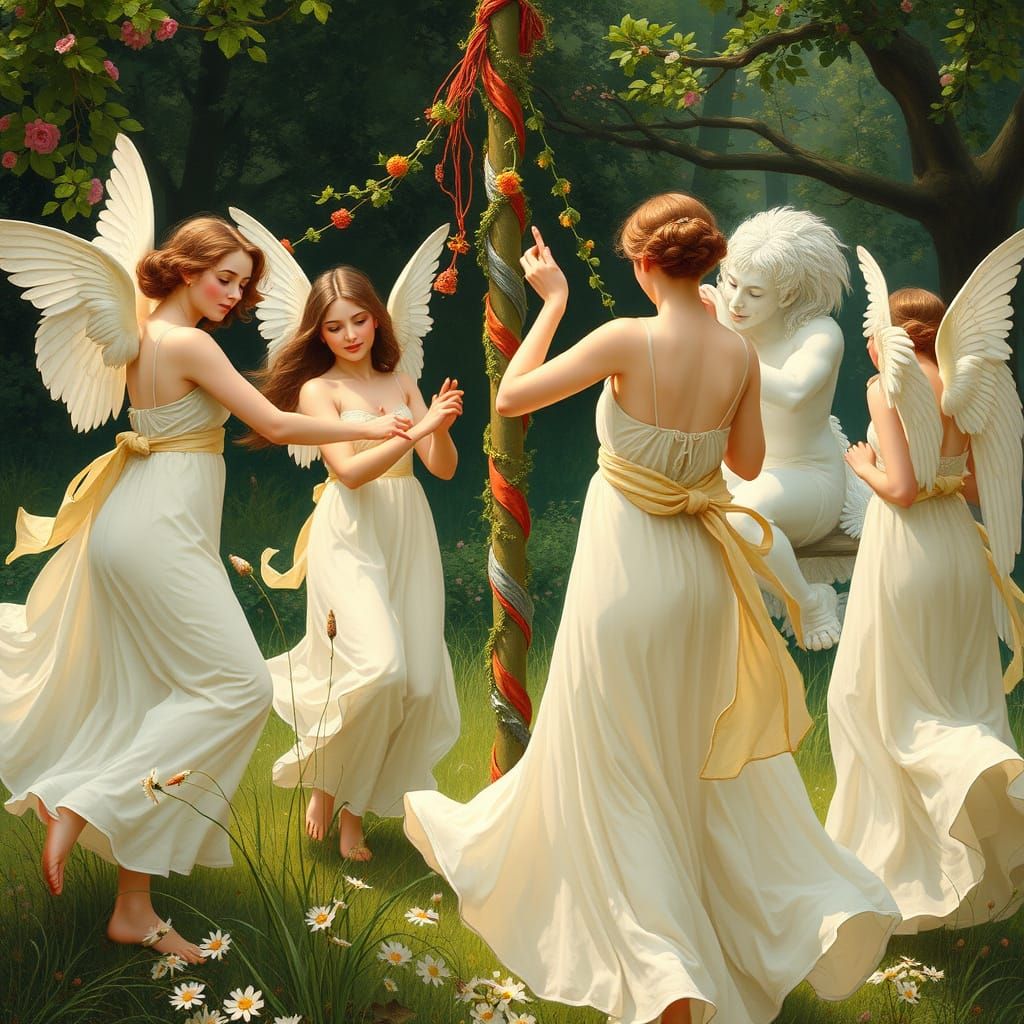 Serene Maypole Scene in Idyllic Landscape