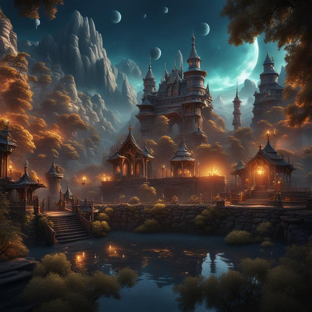 Fantastical Matte Painting with Deep Color