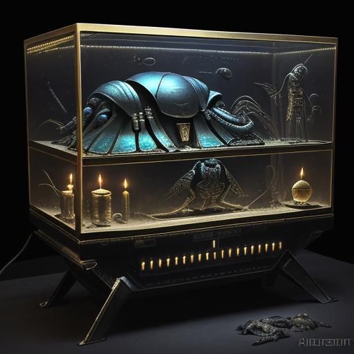 Bio-Mechanical Scarab in Cyberpunk Egyptian Style