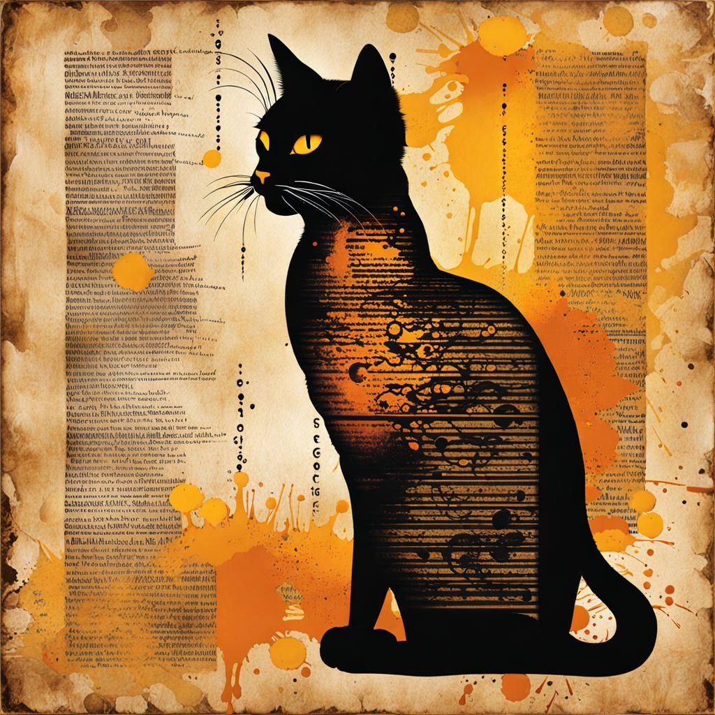 Surreal Cat Genome Poster in Max Ernst Style