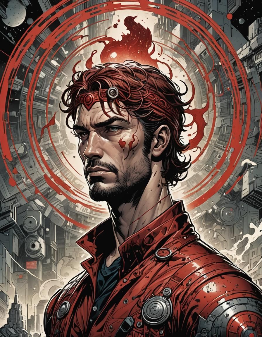 Person with Red Circle in Comic Book Style