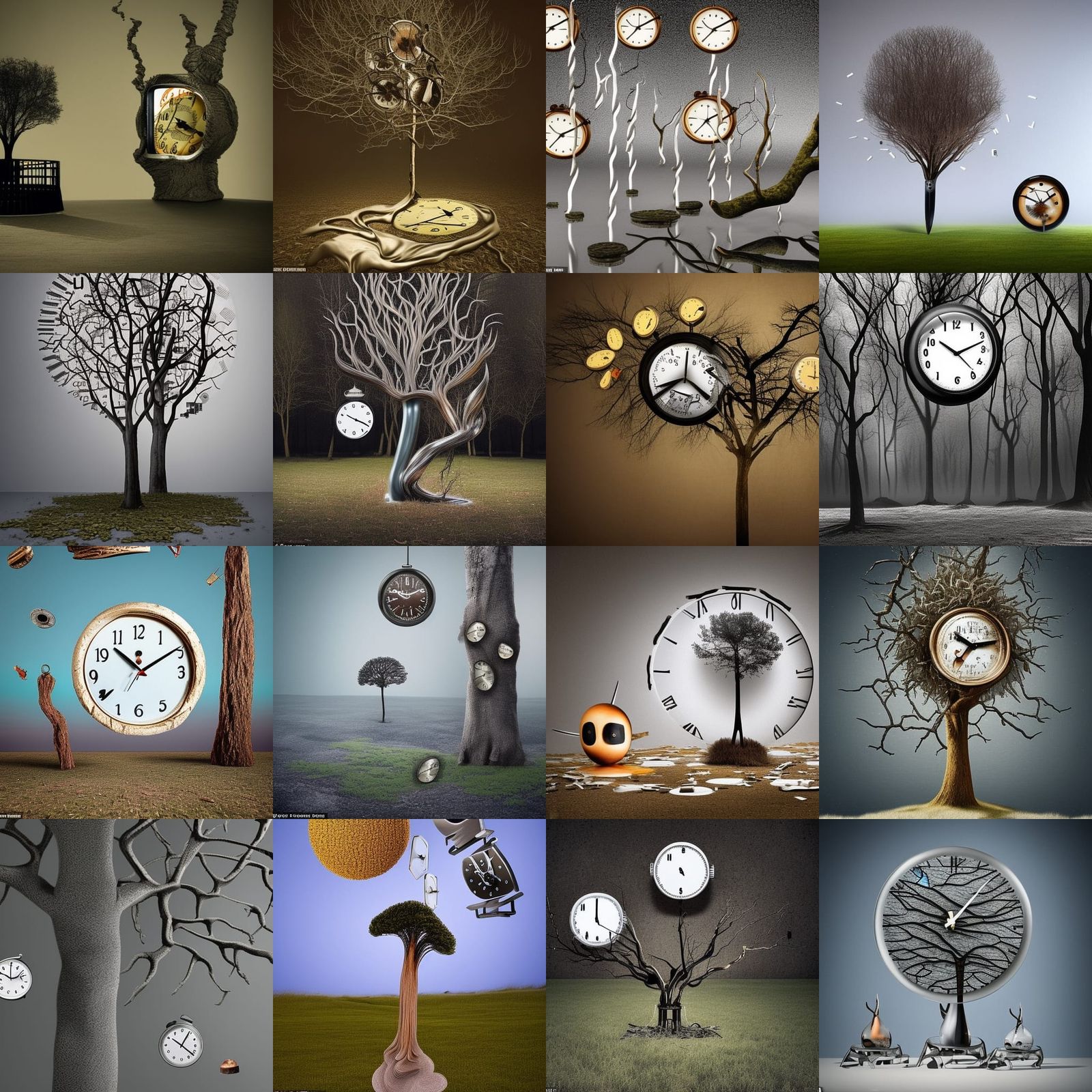 Surreal Landscape with Melting Clocks