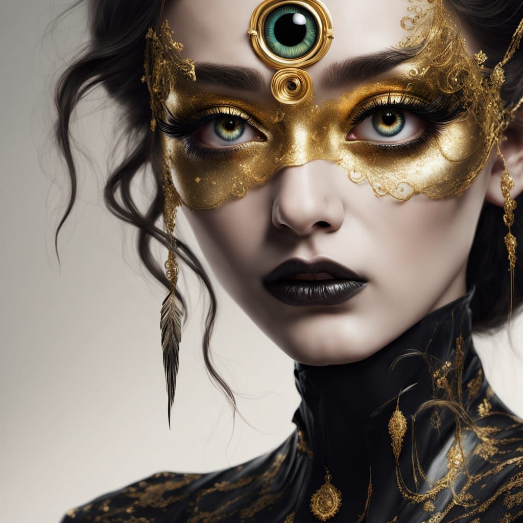 Surreal Black Eye With Gold Eyelashes