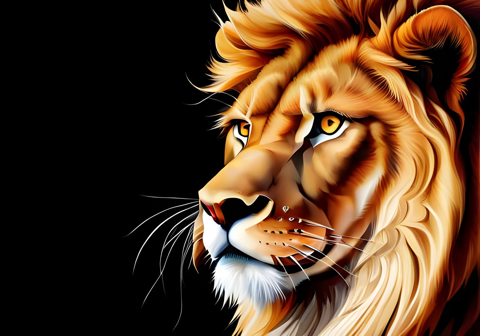Hyperrealistic Portrait of a Lion with Mane