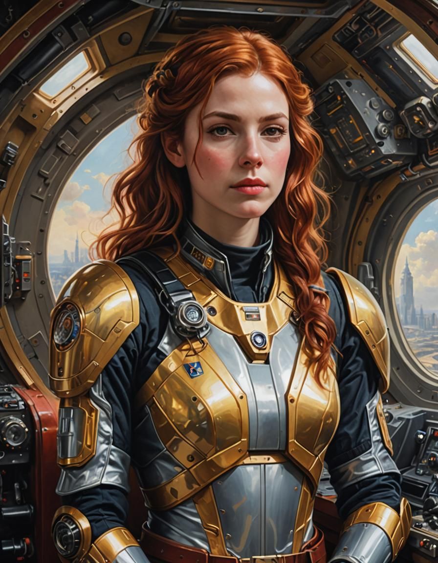 Astral Pioneer: Academicist Oil Portrait of Engineer