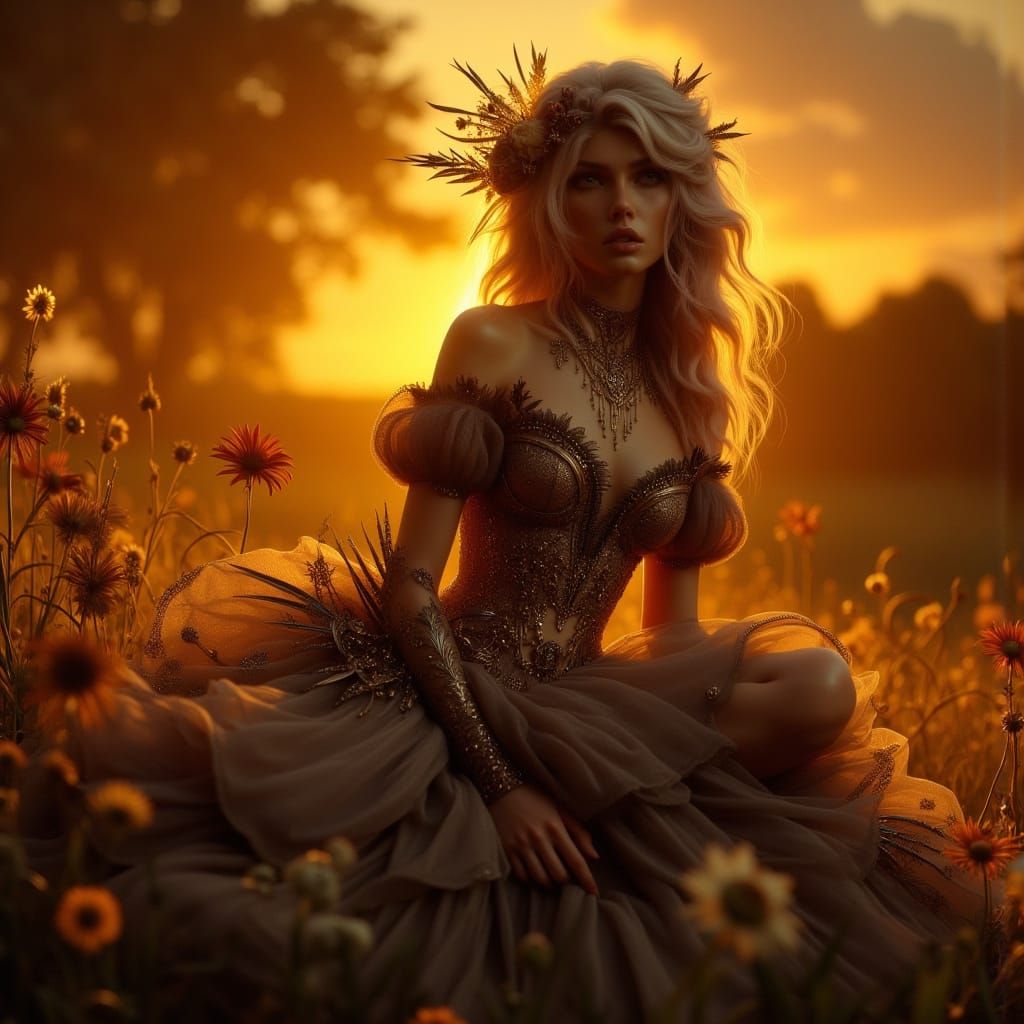 Art Nouveau Punk Woman in Twilight