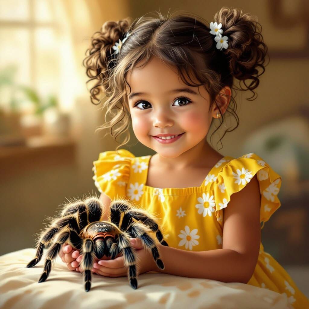 Girl Bonds With Tarantula in Cozy Room