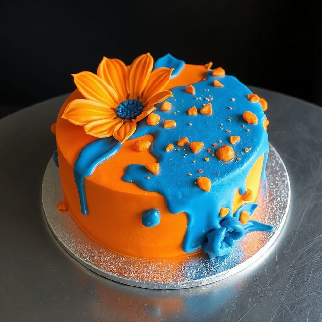 Flamboyant Abstract with Orange and Blue Hues