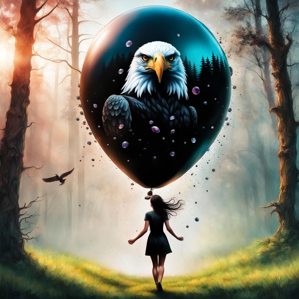 Eagle Balloon Fantasy in Splash Art Style