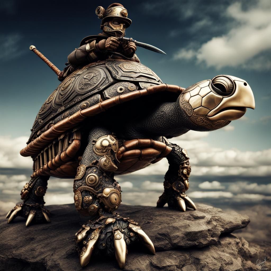 Steampunk Turtle Tom Cruise Samurai in HDR