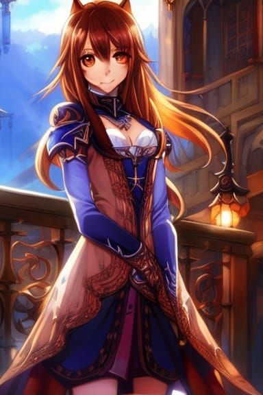 Fox Flautist in Cozy Cafe: Anime Splash Art