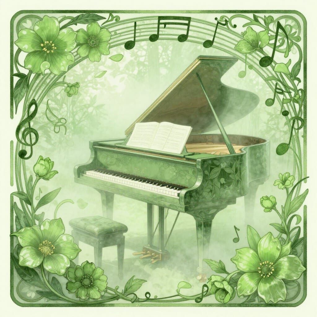 Art Nouveau Piano with Floral Accents
