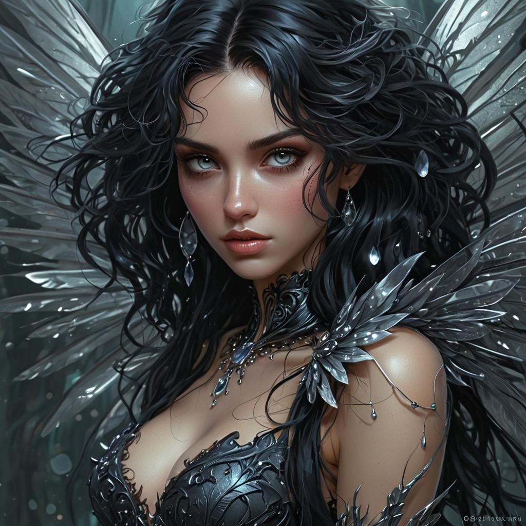 Dark Fairy Woman in Manga Style