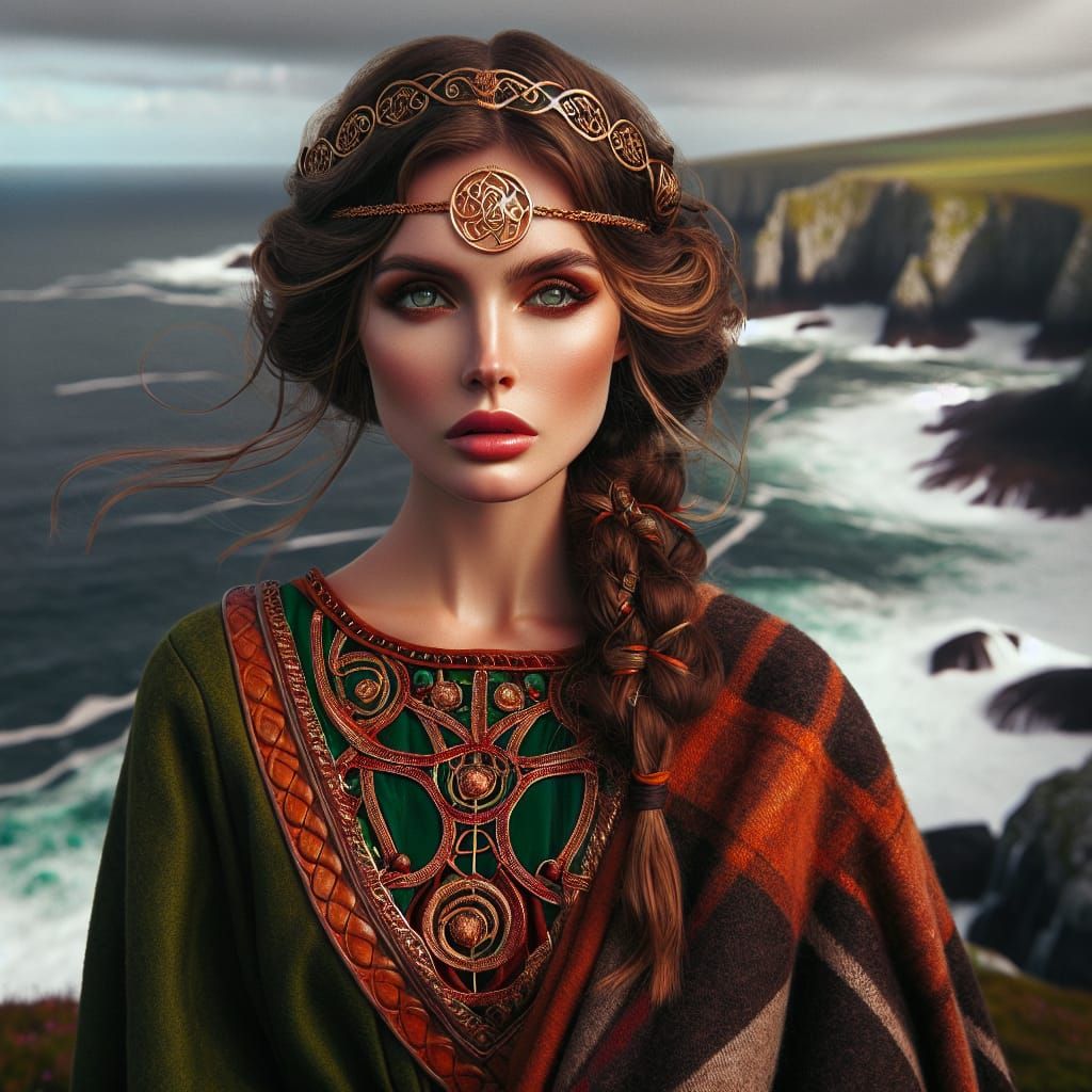 Celtic Goddess on Dunmore Head: Hyperrealistic Digital Art