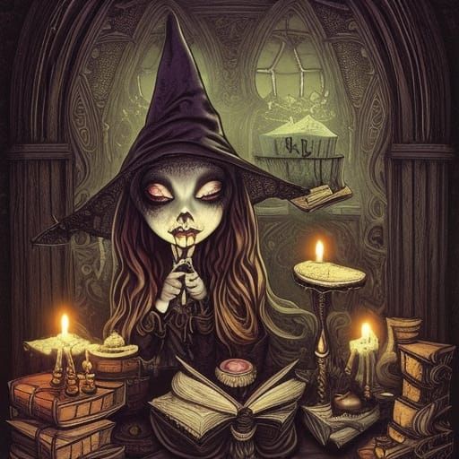 Drunk Witches in Gothic Horror Style