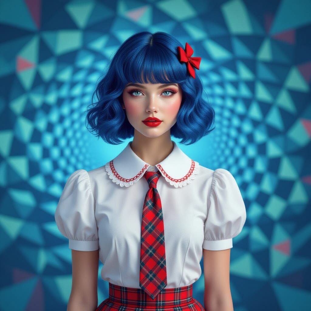 Kaleidoscopic Portrait of a Young Woman in Hyperrealism