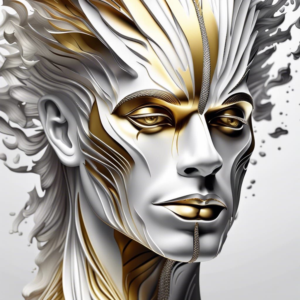 Striking Paper Art Portrait with Metallic Accents