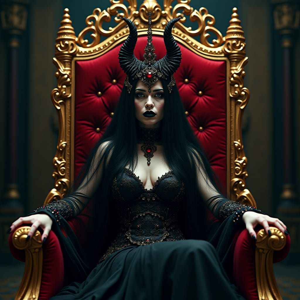 Gothic Demoness Overlooking Black Boot Prison