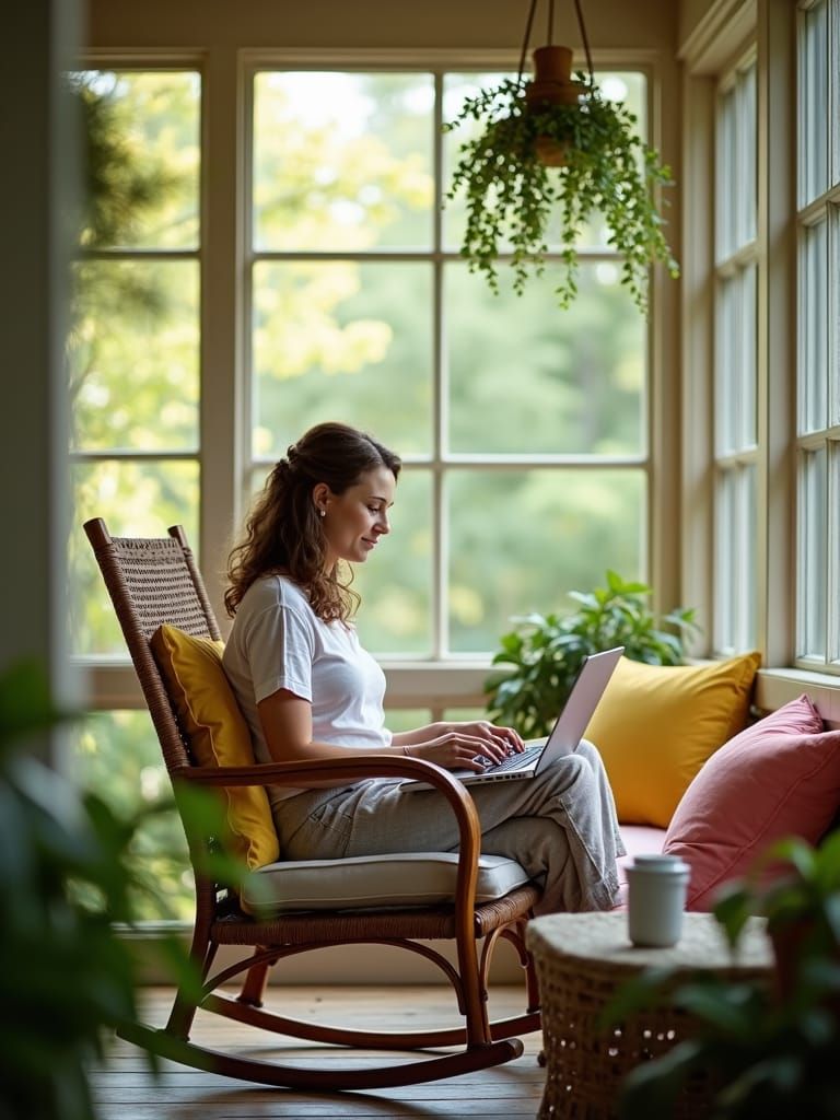 Cozy Porch Scene in Editorial Photography Style