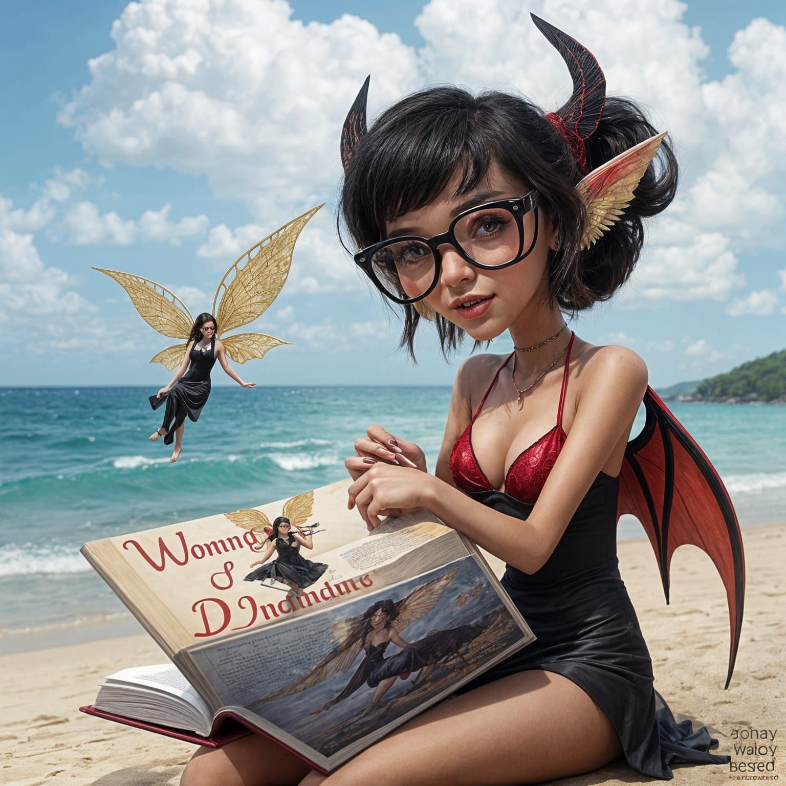 Nerdy Vampire Reads Fairy Tale on the Beach