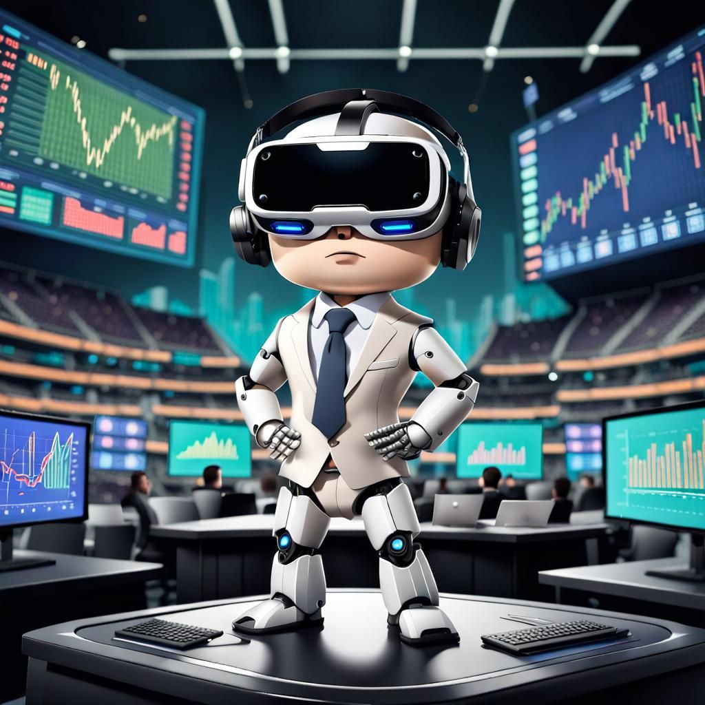 Chibi Robot in Stadium Surrounded by CEOs