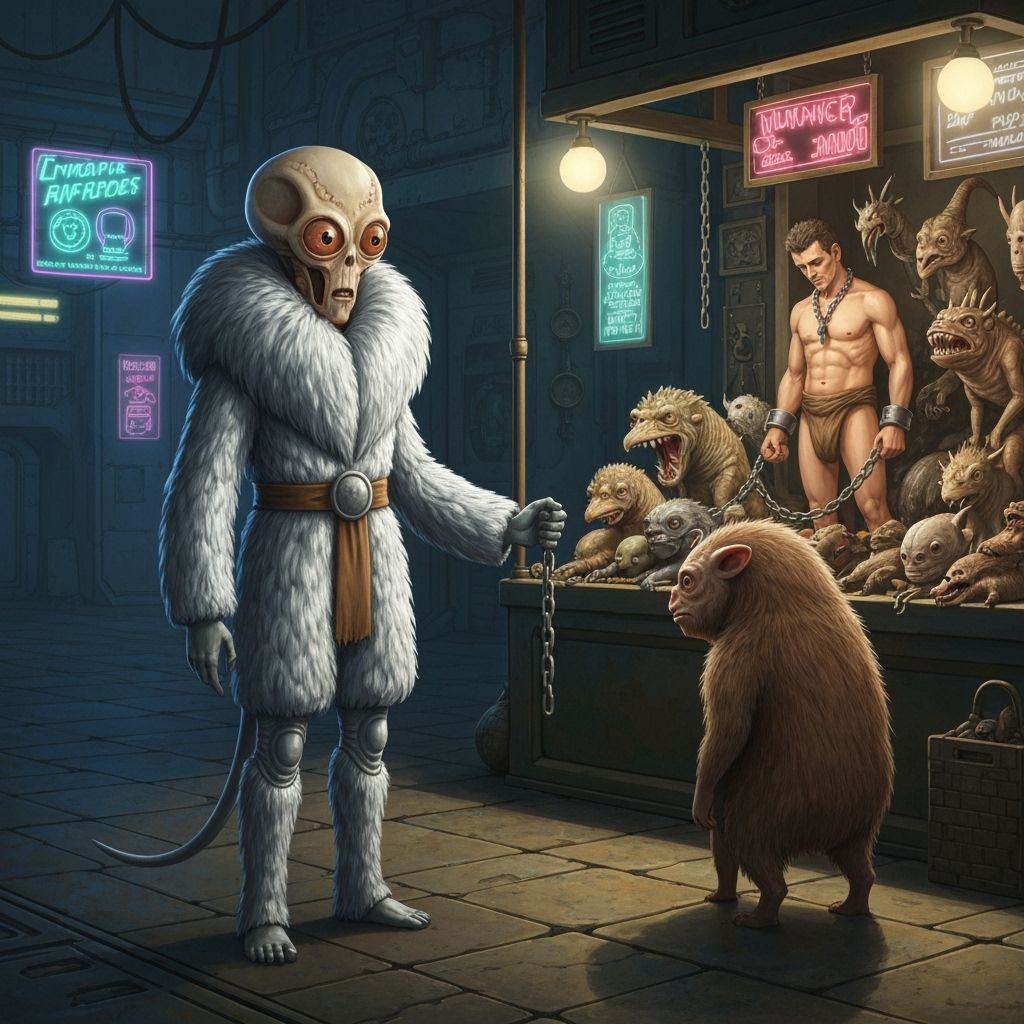 Alien Market Scene in Humorous Cel-Shaded Style