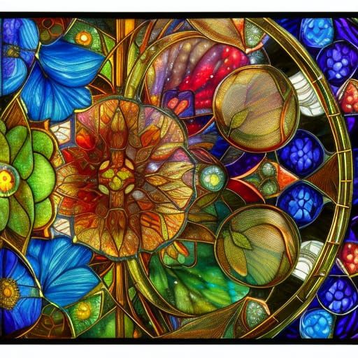 Illuminated Lotus Flower in Stained Glass Style