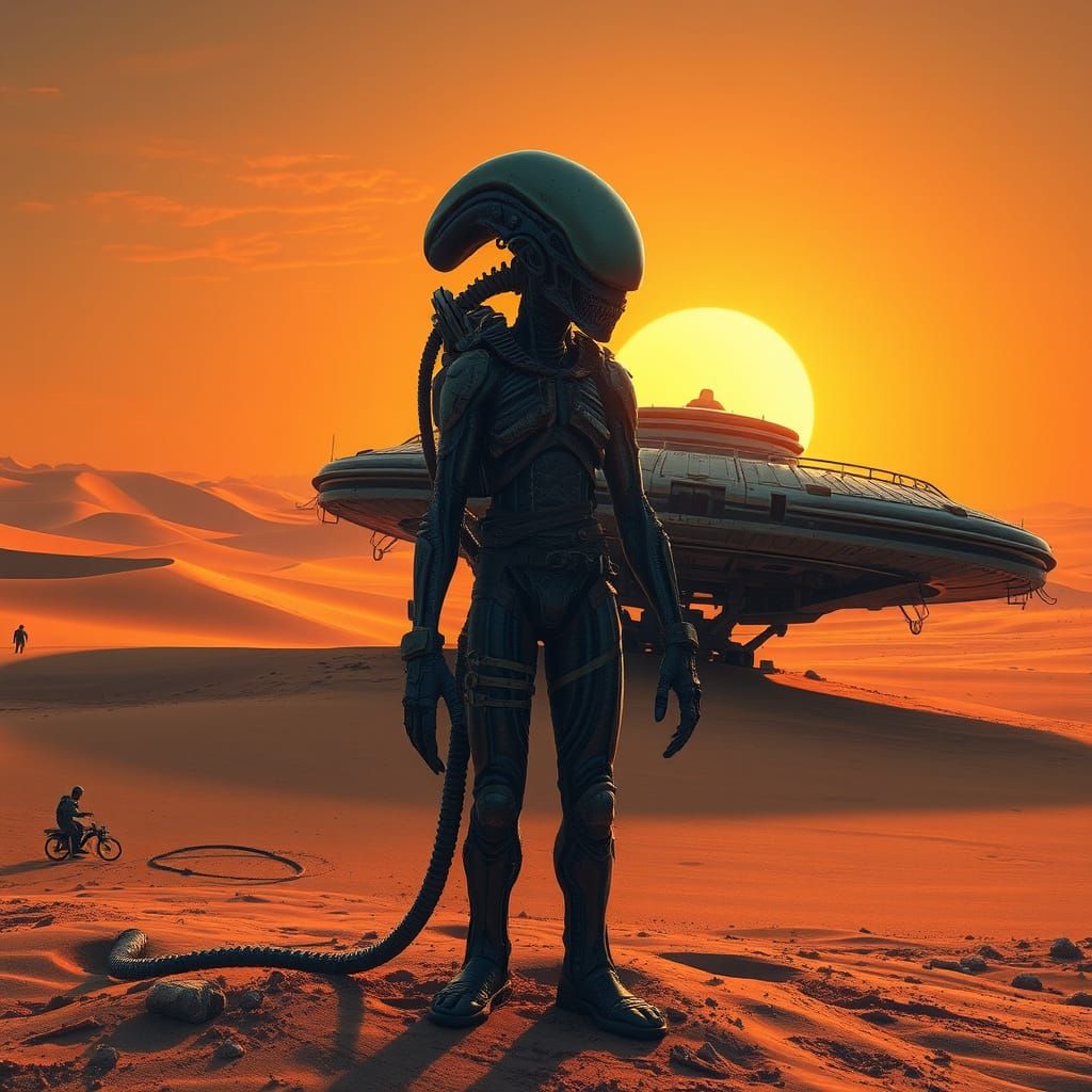 Alien Landscape on Dystopian Planet in Hyperrealism