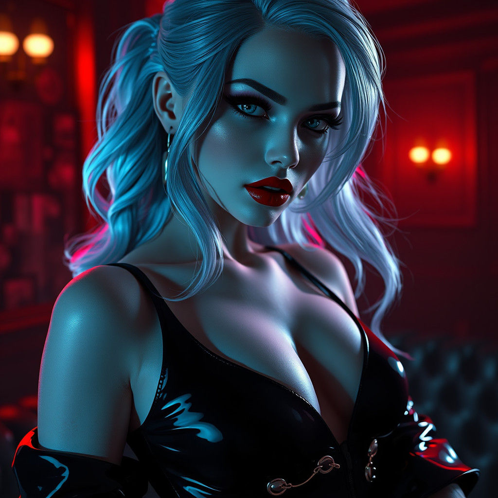 Cyberpunk Femme Fatale in Film Noir Setting