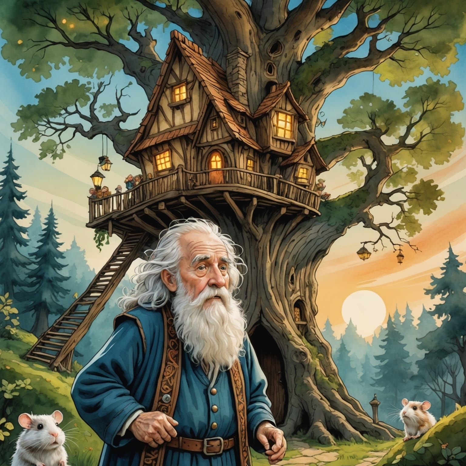 Whimsical Hamster Treehouse Apparition: Funny 3D Caricature