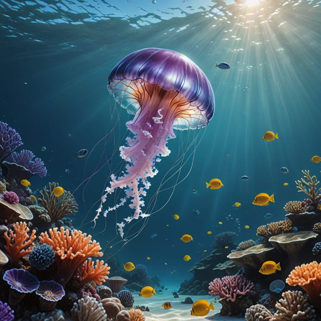 Underwater Paradise: Vivid Coral Reef and Tropical Beach