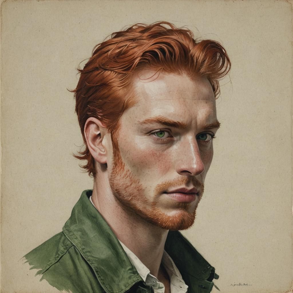 Red-Haired Man with Green Eyes Portrait