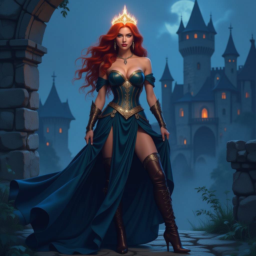Fantasy Warrior Princess in Dark Romantic Style
