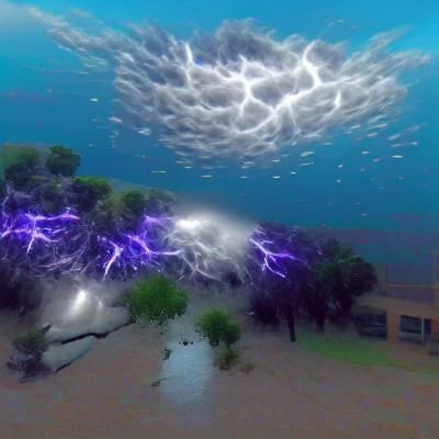 Underwater Lightning Storm in 3D