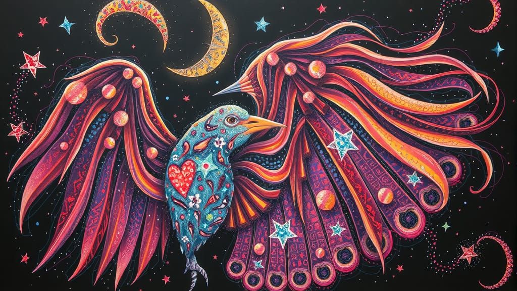 Vibrant Chalk Art in Kinetic Pointillism Style