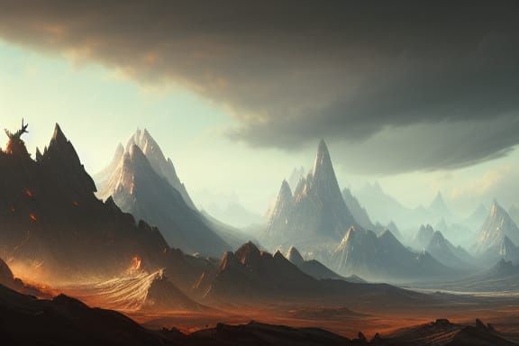 Mystical Horn Mountain in Dark Fantasy Style