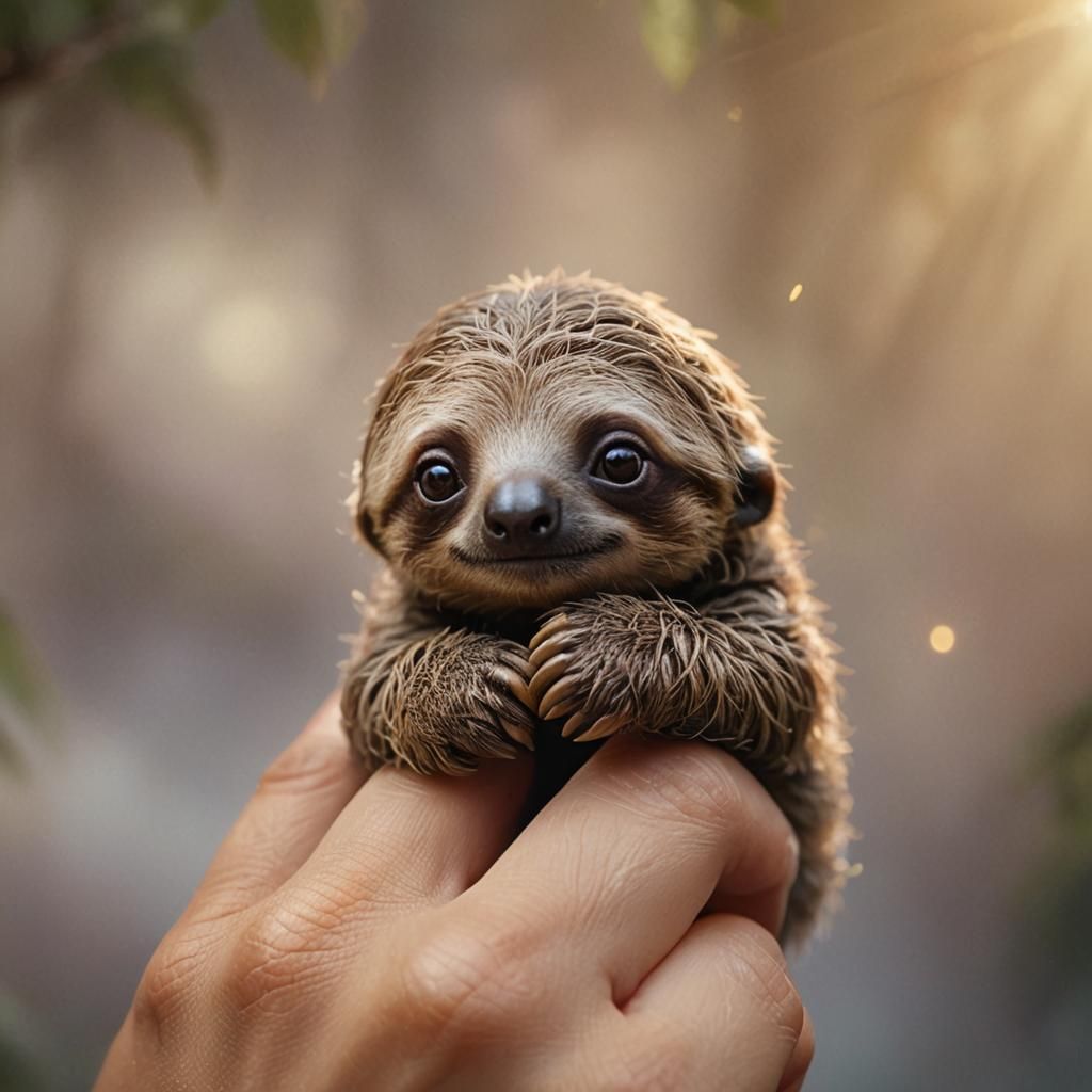 Baby Sloth in Golden Hour Light