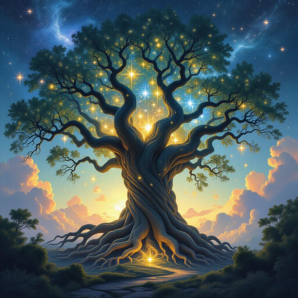 Cosmic Ancient Tree of Starlight and Dust