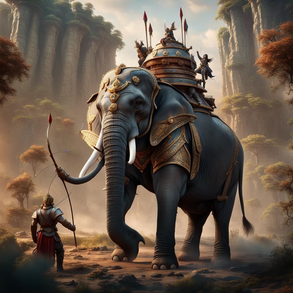 Armored Elephant in Battle Concept Art