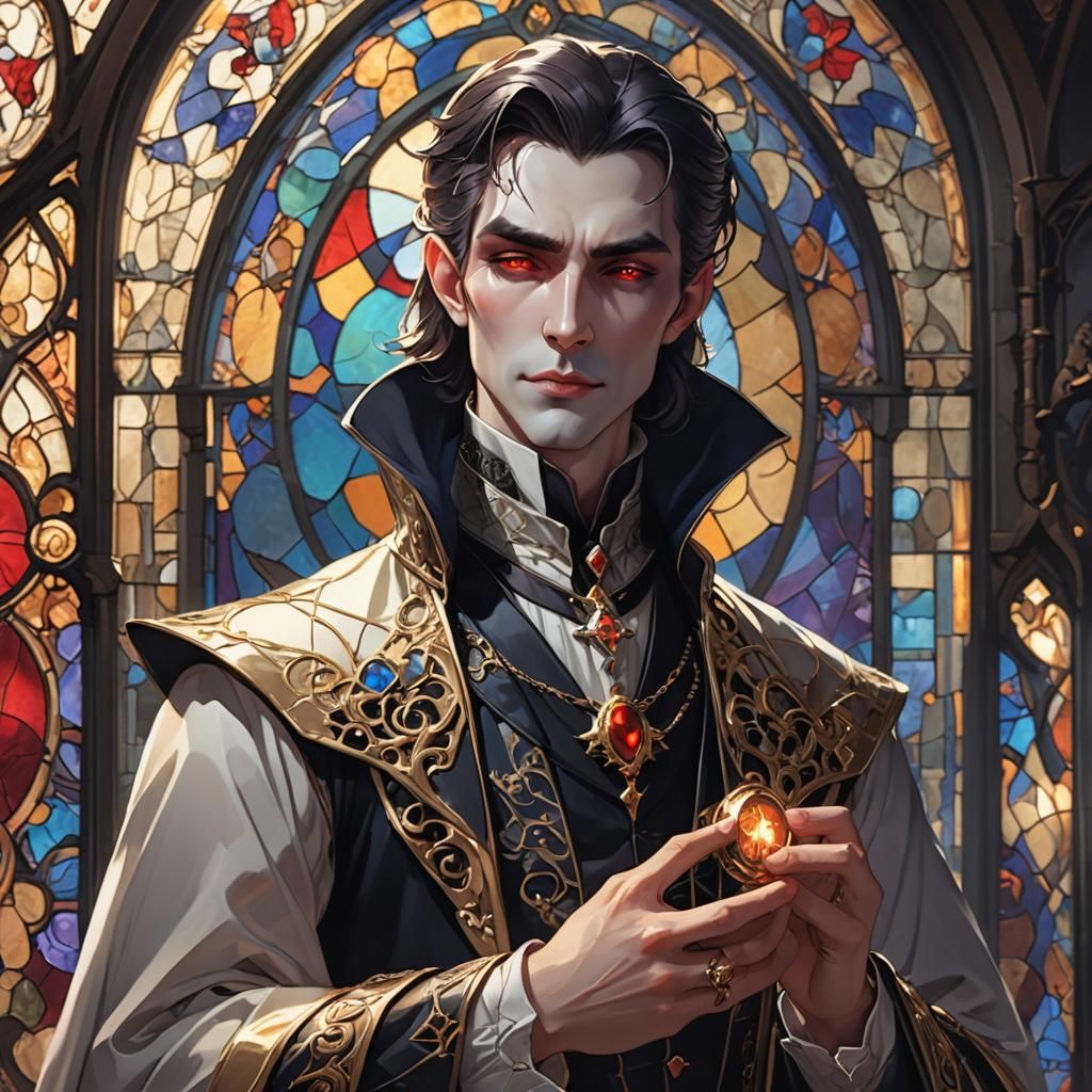 Dracula as Minstrel in Anime Style Concept Art