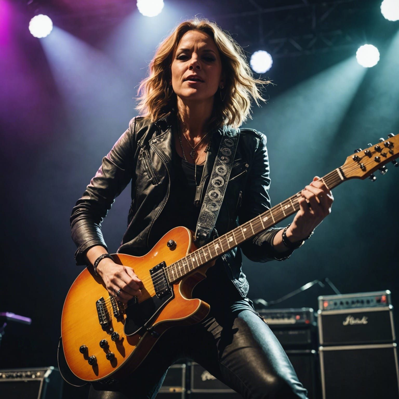 Female Rock Guitarist on Stage