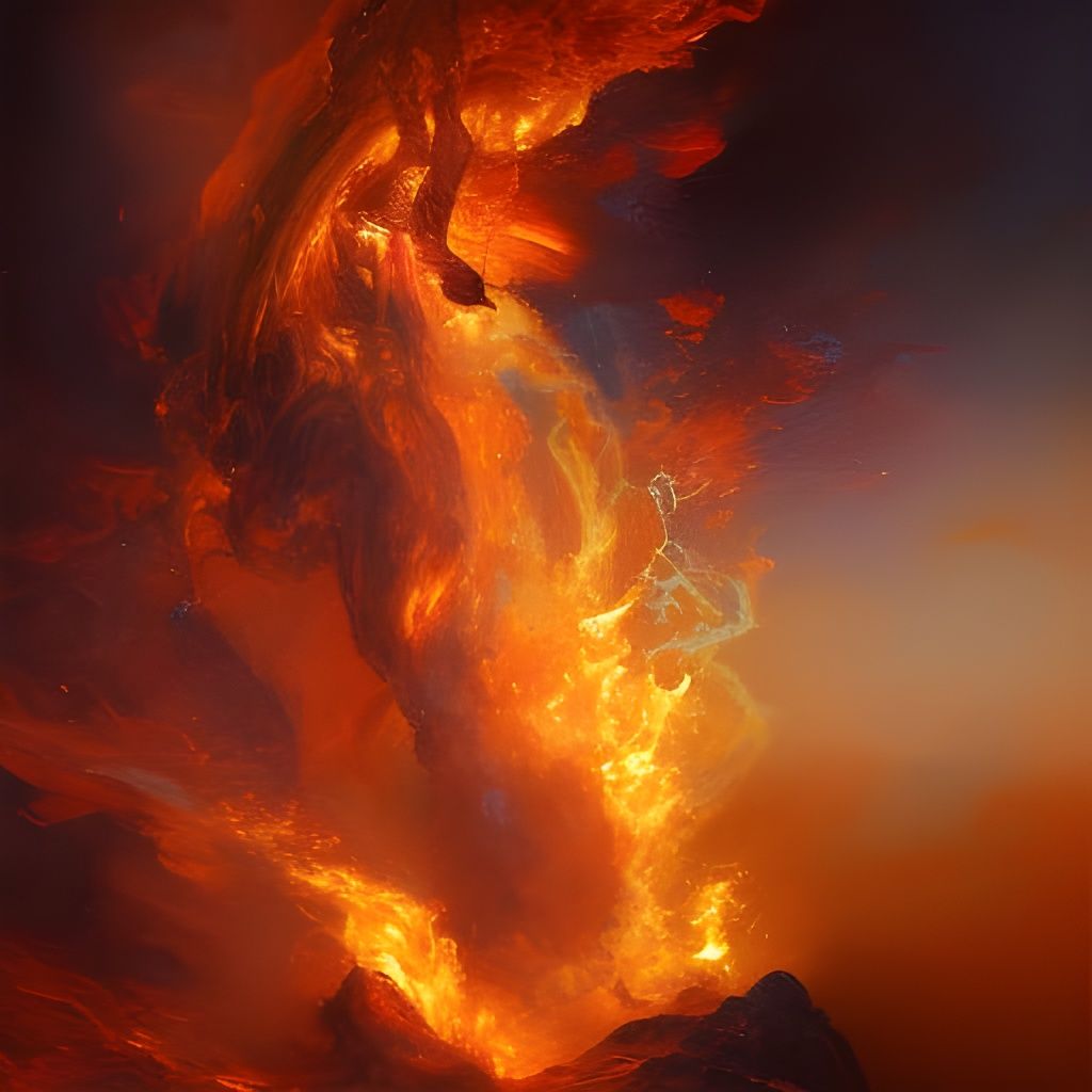 Volcanic Eruption: Hyper-Detailed Oil Painting