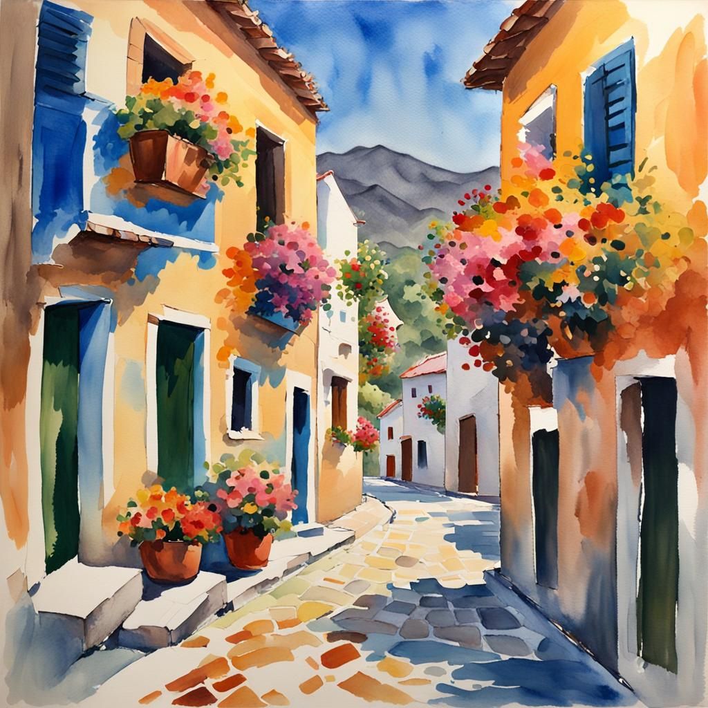 Impressionist Landscape in Gouache and Watercolor