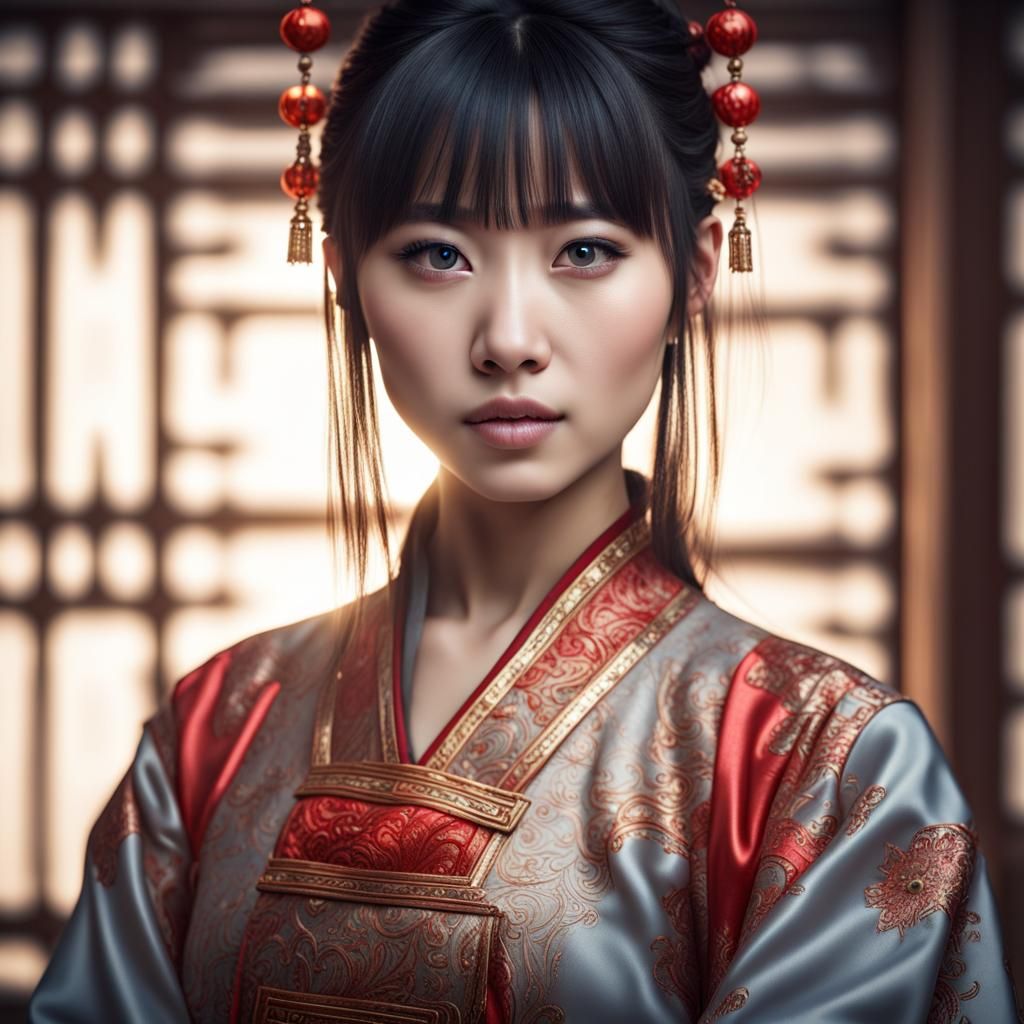 Beautiful Chinese Woman with Bangs in 4K HDR