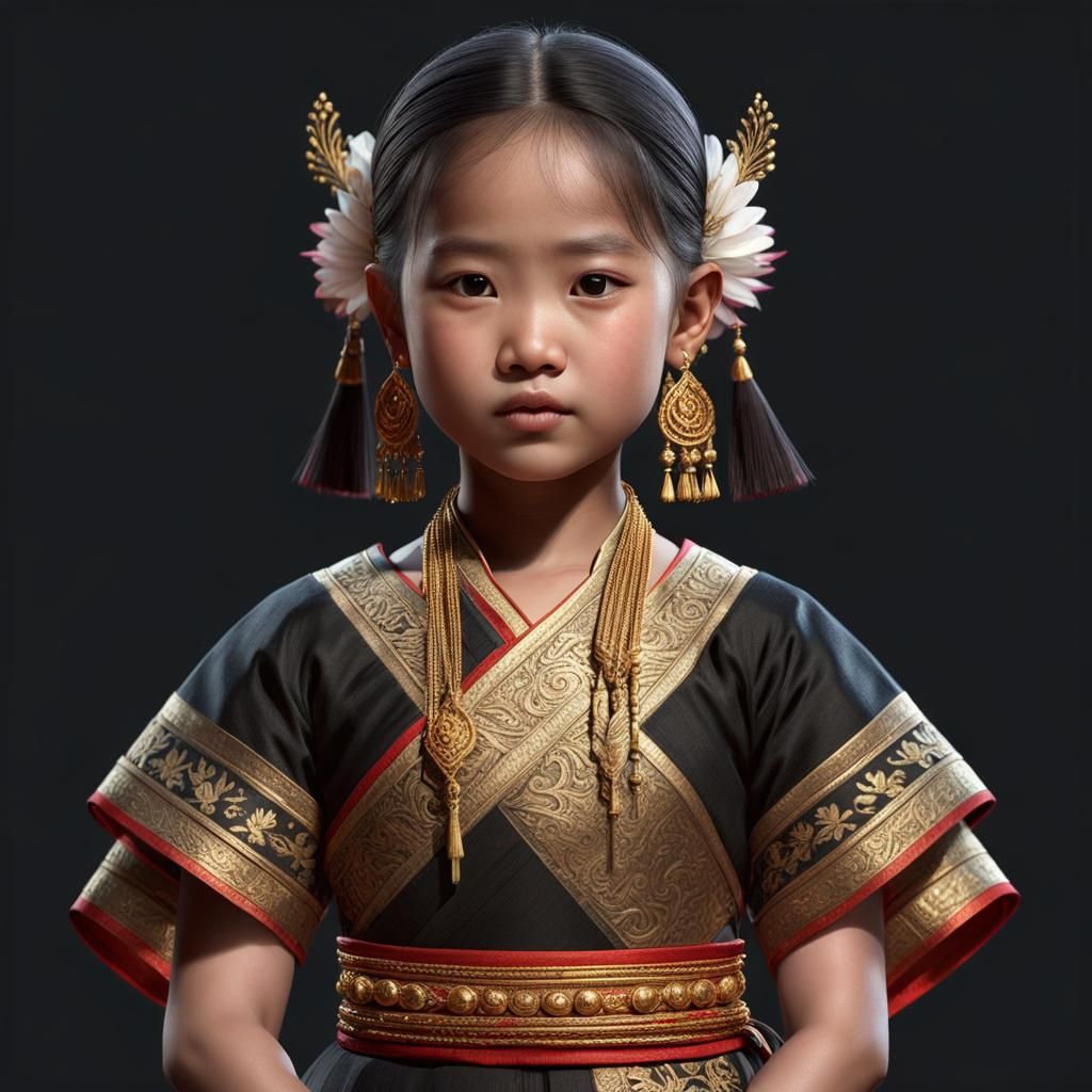Little Girl in Traditional Thai Dress Portrait